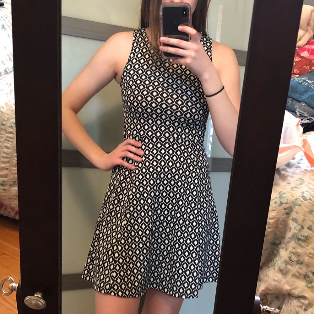 Black and white diamond back cut out dress